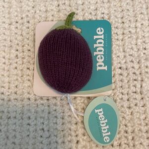 Pebble Child Handmade Fair Trade Vegetable Baby Rattle Eggplant Toy New NWT